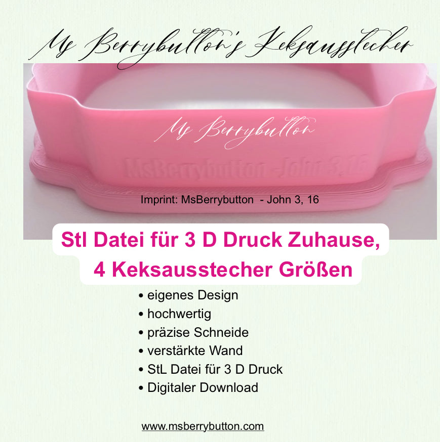 STL Datei für 3 D Druck Zuhause, Schleife, Keksausstecher