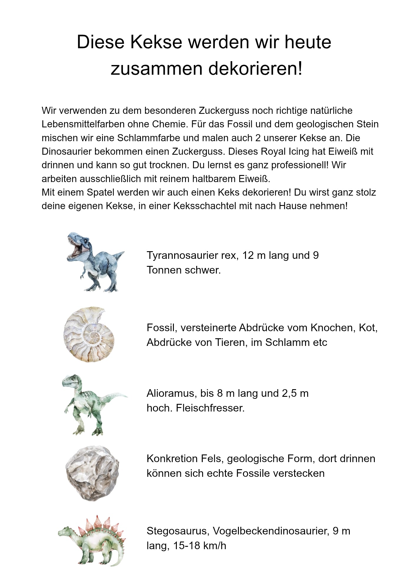 Dinosaurier Keksdekorationskurs für Kinder, Samstag 25.9 um 14:30