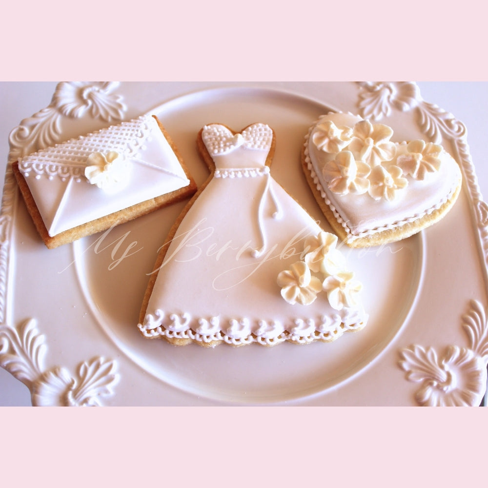 Ab ca Ende Juli bestellbar. Sugarcookies "Hochzeitskleid" 3 Stück