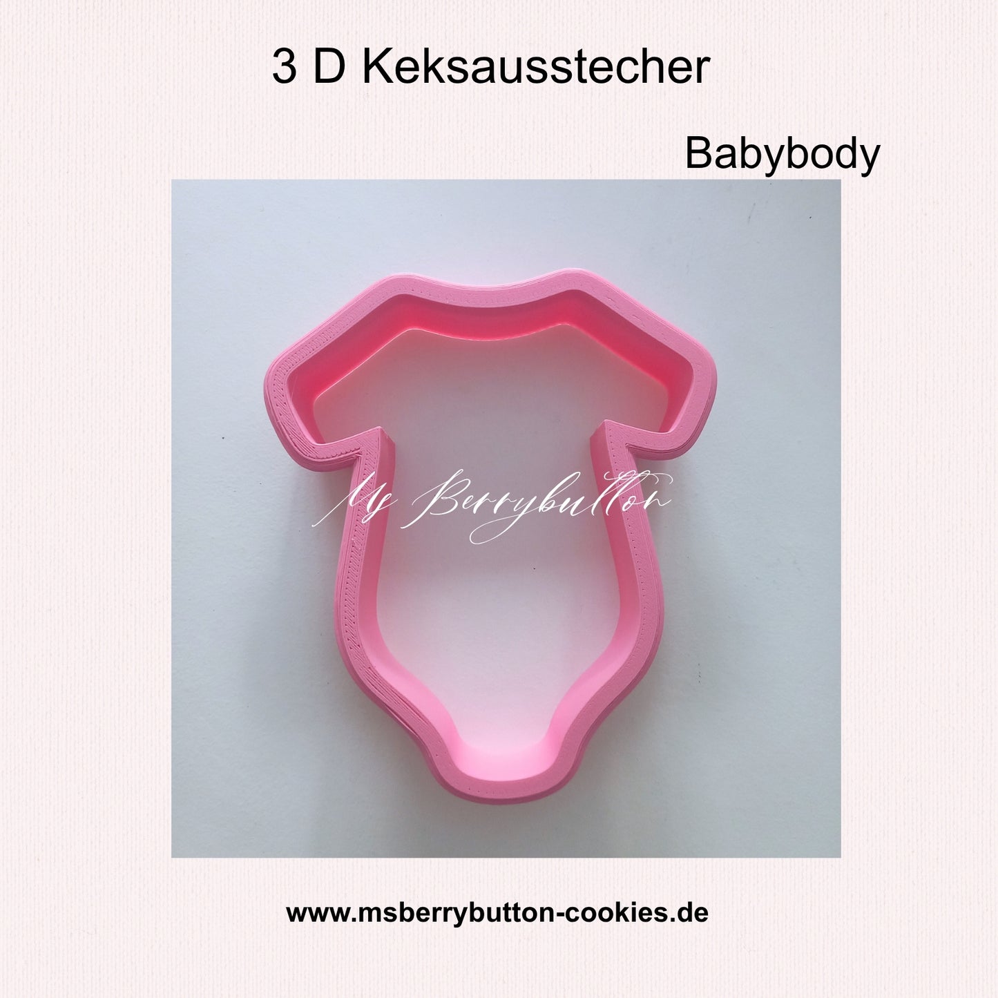 Keksausstecher Babybody in 3 D, Größe nach Wunsch, maßangefertigt auf Bestellung
