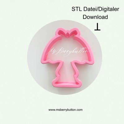 STL Datei für 3 D Druck Zuhause, Regenschirm mit Schleife, Keksausstecher