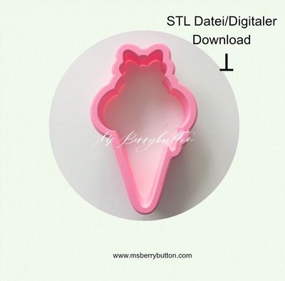 STL-Datei Eistüte mit Schleife, für 3 D Keksausstecher