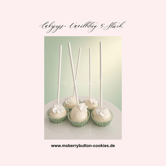 Cakepops, Vanille "Zarte Schönheit" - 5 Stück mit belgischer Schokolade