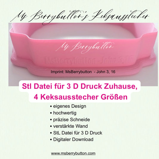 STL Datei für 3 D Druck Zuhause, Schleife, Keksausstecher