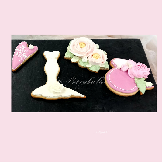 Ab ca Ende Juli bestellbar. Sugarcookies "Wedding & Roses", 4 Stück