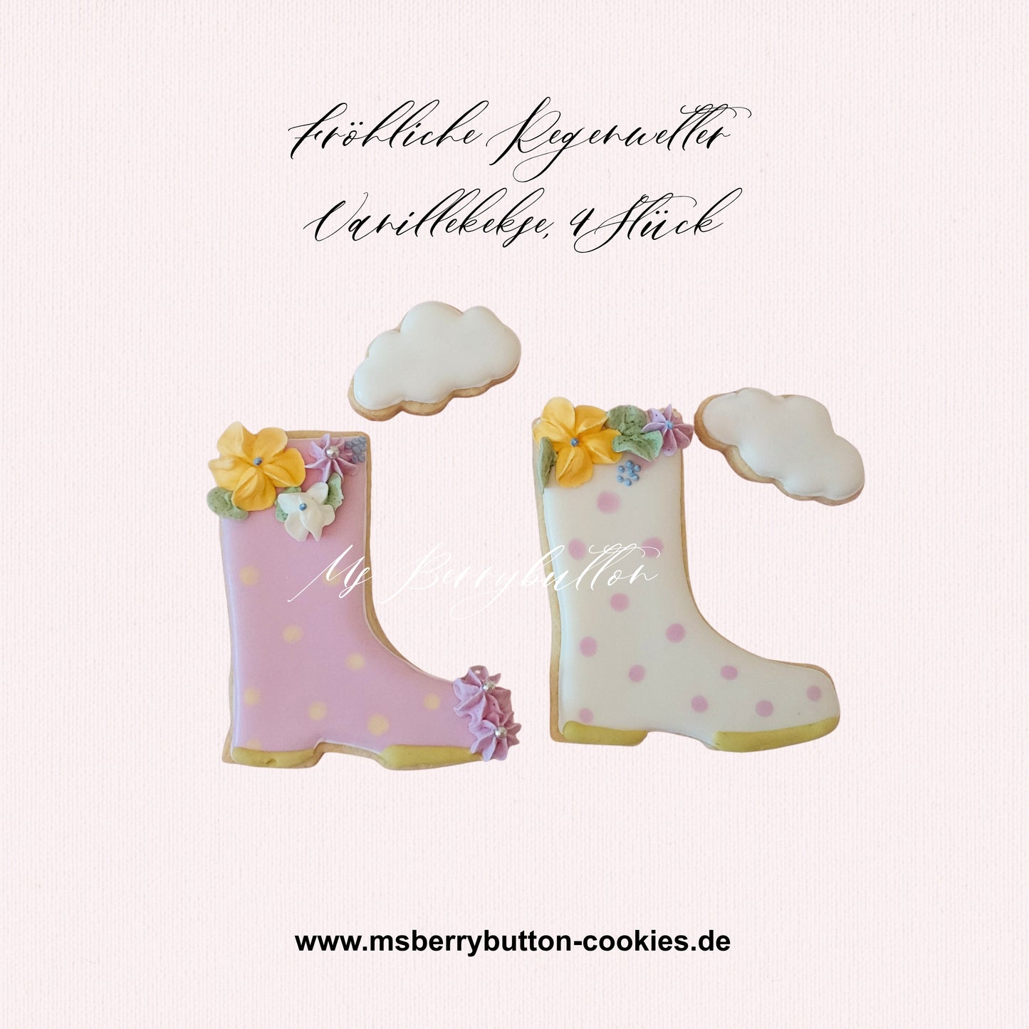 Sugarcookies "Fröhliches Regenwetter" 4 Stück, Angebot bis zum 30.8.26